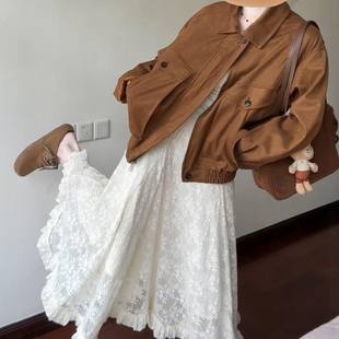 秋冬不规则白色蕾丝重工半身裙女大码 胖mm梨形身材显瘦伯克利长裙