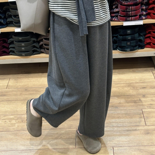 休闲镰刀奶皮裤 日系慵懒风九分阔腿弯刀裤 显瘦春季 胖mm大码 子女款