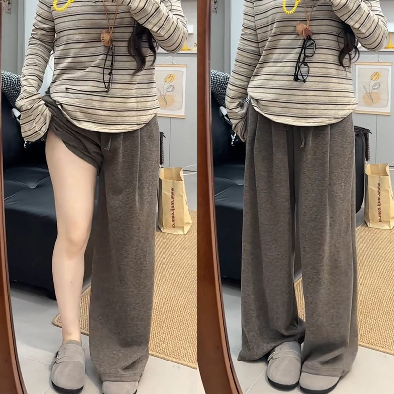 美拉德慵懒风咖色糯米裤胖mm大码显瘦裤子女大腿粗胯宽屁股阔腿裤,女装/女士精品,大码裤装,淘宝优惠券,粉丝福利购,淘宝优惠卷