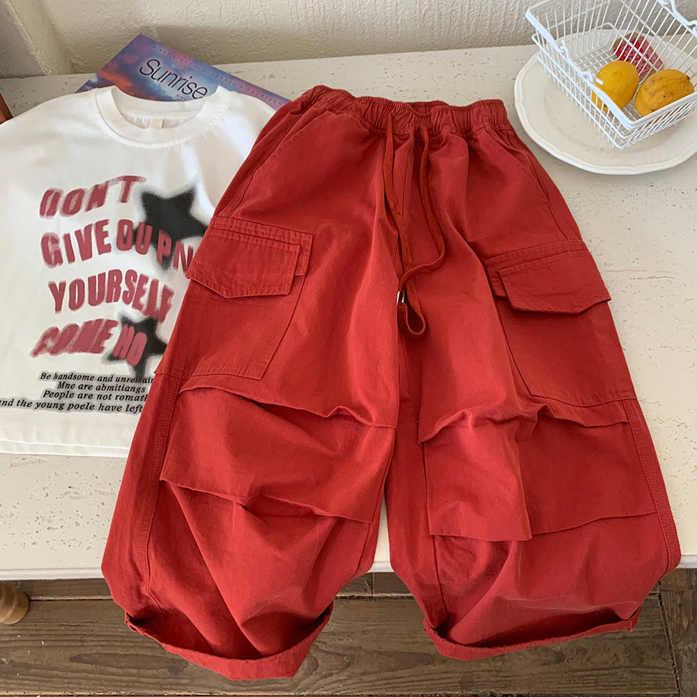 男童夏装裤子2025新款女童工装休闲裤夏季薄款防蚊裤儿童韩版长裤