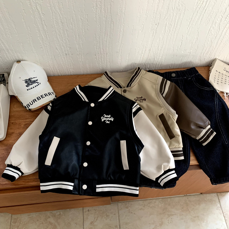 男童棒球服外套春秋装2025新款儿童韩范夹克皮衣炸街宝宝时髦上衣