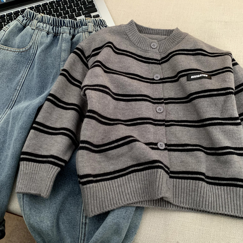 男童开衫毛衣秋冬款2025新款中小儿童冬季加厚针织外套女童冬装潮