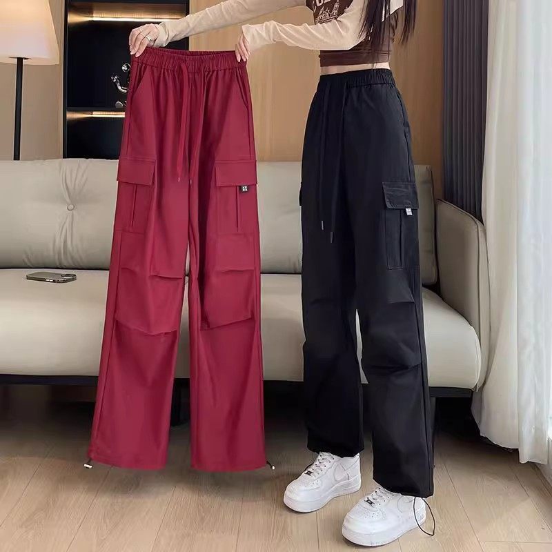 美式工装裤女春秋学生休闲阔腿裤