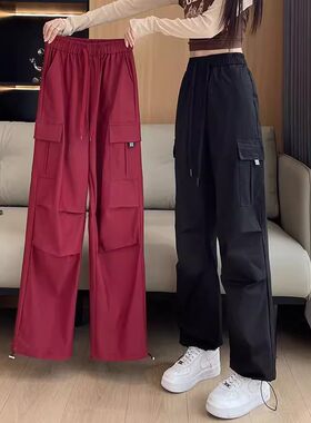 美式工装裤女春秋学生休闲阔腿裤