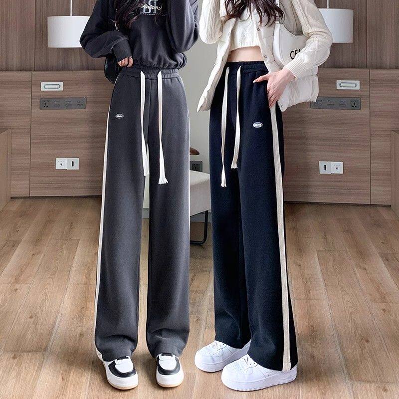 高腰直筒阔腿裤女秋冬休闲裤