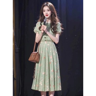 甜美仙女气质森系碎花裙高级感收腰短袖 独特复古法式 连衣裙女夏季