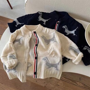 潮小宝宝开衫 卡通小狗针织衫 外套女洋气 新款 儿童毛衣男童2024春季