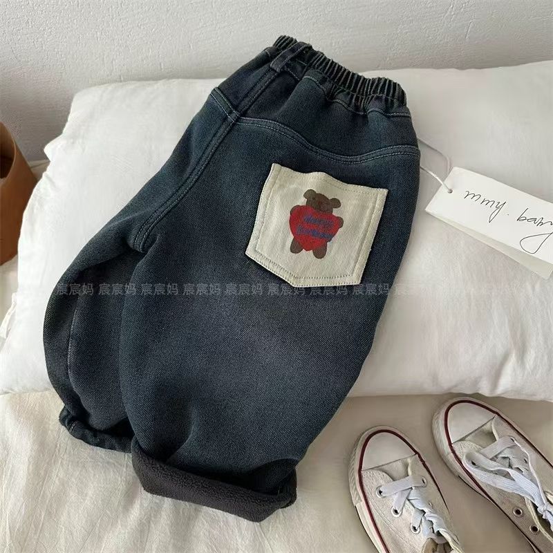 秋冬宝宝一体绒加厚裤子