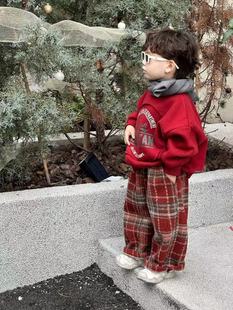 男女宝拜年服 小童圣诞限定套装 儿童新款 秋冬加绒一体绒休闲套装