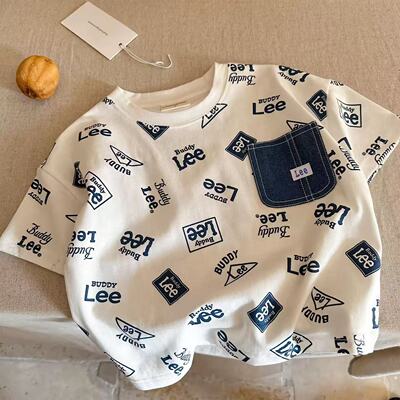 宝宝口袋半袖T小童满印上衣