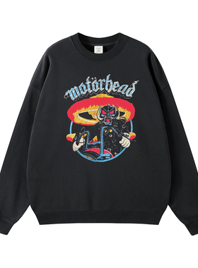 Motorhead摇滚乐队数码直喷金属复古美式街头vtg纯棉宽松圆领卫衣