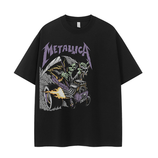 T恤衫 Metallica金属乐队复古美式 街头小众高级设计感vtg摇滚短袖