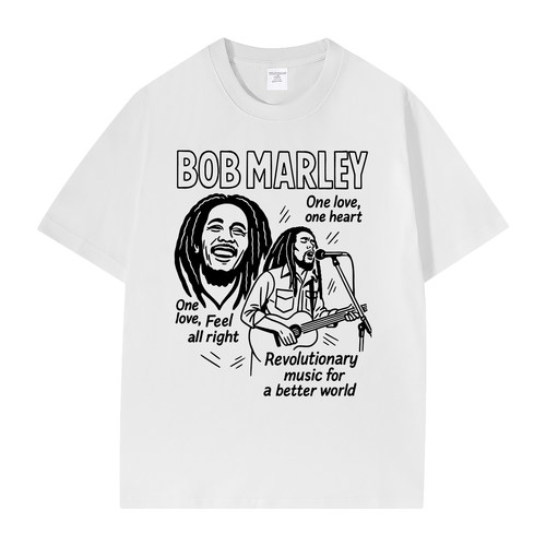 Bob Marley鲍勃马利乐队美式休闲正肩纯棉圆领摇滚短袖T恤