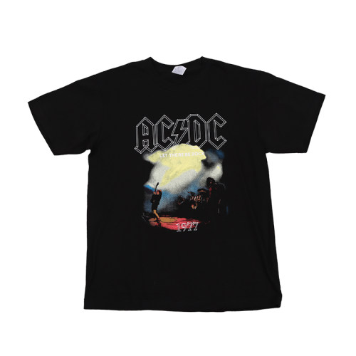 黑色复古nirvana/ACDC短袖T恤男