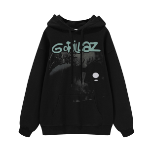 Gorillaz街头霸王摇滚乐队blur绿洲美式 街头嘻哈男女连帽圆领卫衣