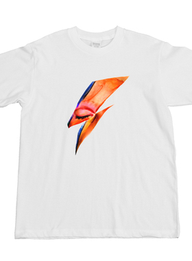 David Bowie大卫鲍伊摇滚乐队欧美潮牌小领口美式正肩白长短袖t恤