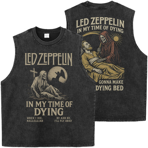 LED ZEPPELIN乐队重磅美式复古水洗做旧宽松摇滚无袖T恤坎肩背心