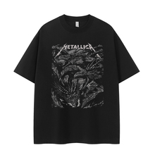 Metallica金属乐队复古美式街头小众设计感暗黑vtg摇滚短袖T恤灰