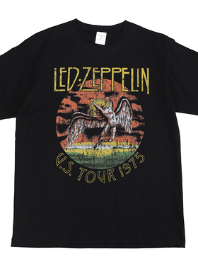 Led Zeppelin齐伯林飞艇pink floyd小领口queen摇滚乐队短袖T恤男