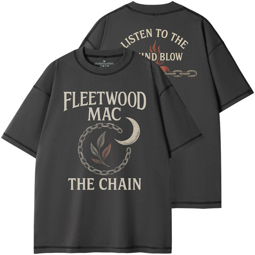 FLEETWOOD MAC乐队复古美式街头设计感圆领宽松纯棉摇滚短袖T恤
