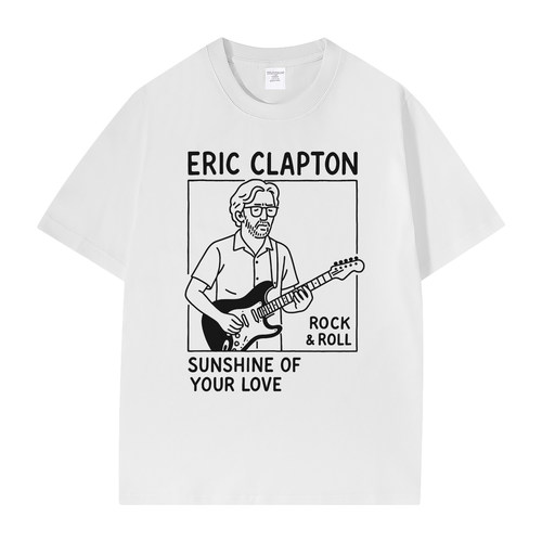Eric Clapton美式休闲正肩纯棉圆领摇滚乐队短袖T恤