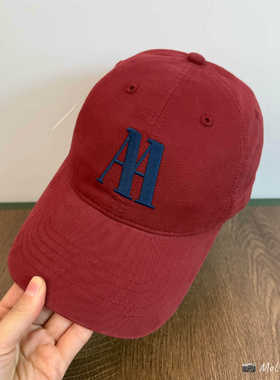 日系水洗弯檐高品质棒球帽AA字母刺绣鸭舌帽纯色百搭男女同款时尚