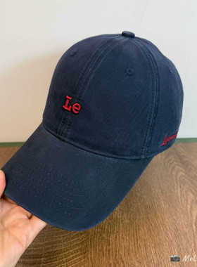 街头时尚韩版复古Le字母刺绣水洗软顶棒球帽男女百搭显脸小鸭舌帽