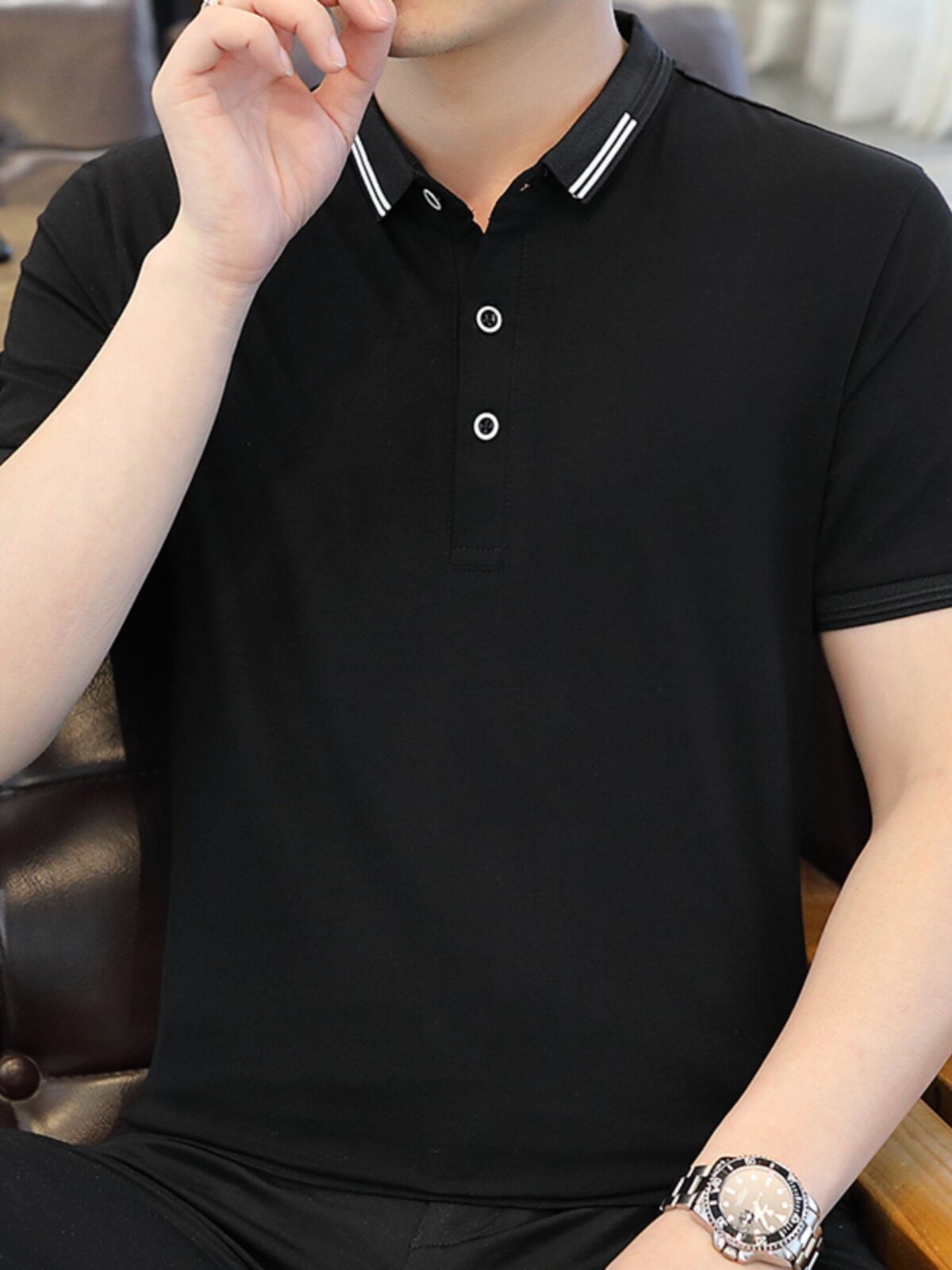 2024 NEW BUSINESS MENS SHORT SLEEVE POLO SHIRT SUMMER COTTON T-SHIRT LAPEL CASUAL HALF SLEEVE SHIRT BREATHABLE MENS T