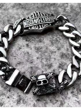 潮ins欧美钛钢潮嘻哈手链男士时尚高级感小众复古朋克霸气手饰品