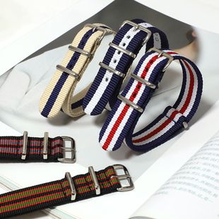 男女北约尼龙弹力一条过表带18 20 22mm降落伞弹性编织手表带