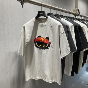 2025ss刺绣圆领短袖 GEWAGEMA t恤 男女同款 美式 宽松潮牌大码 重磅