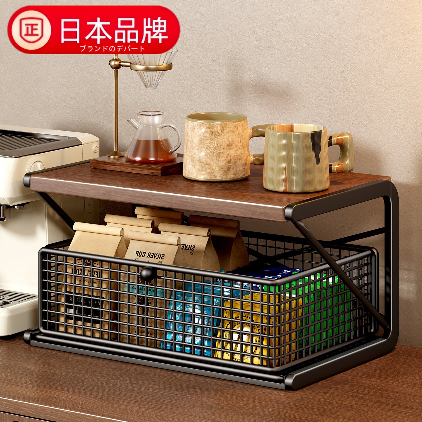 日本进口桌面置物架中古风图片