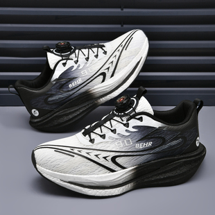 男生鞋子不系带男孩运动鞋不带碳板轻便透气初中生爆米花体测跑鞋