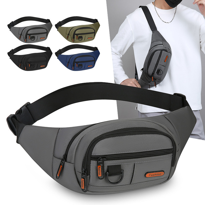 户外腰包多功能牛津布胸包男女大容量防水运动休闲结实耐磨斜挎包