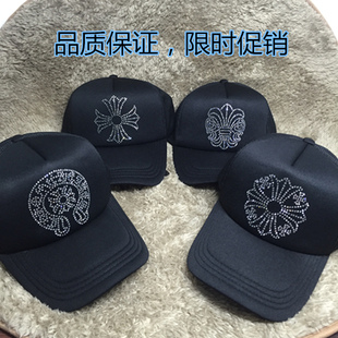 女潮牌mmj帽子百搭春夏新款CH闪亮水韩版钻双枪骷髅头鸭舌棒球帽