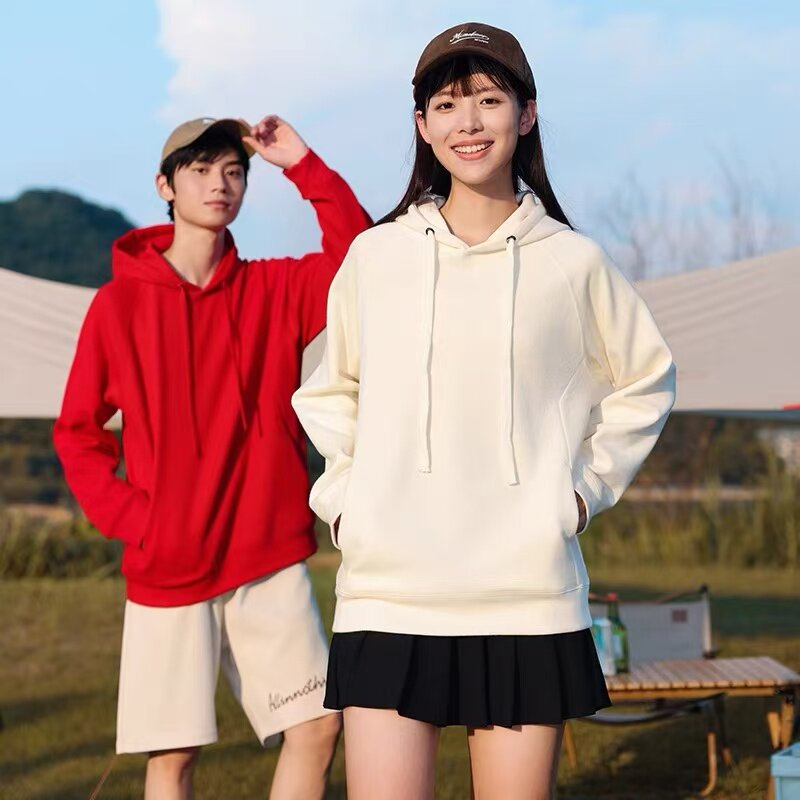定制春秋带帽情侣卫衣冬男女工作服保暖加绒纯棉工装订做印制LOGO