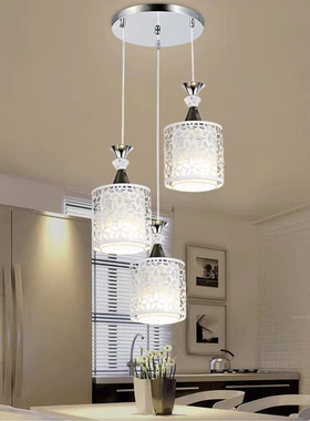 餐厅灯吊灯三头铁艺灯具现代简约田园风温馨家用吧台饭桌饭厅灯饰