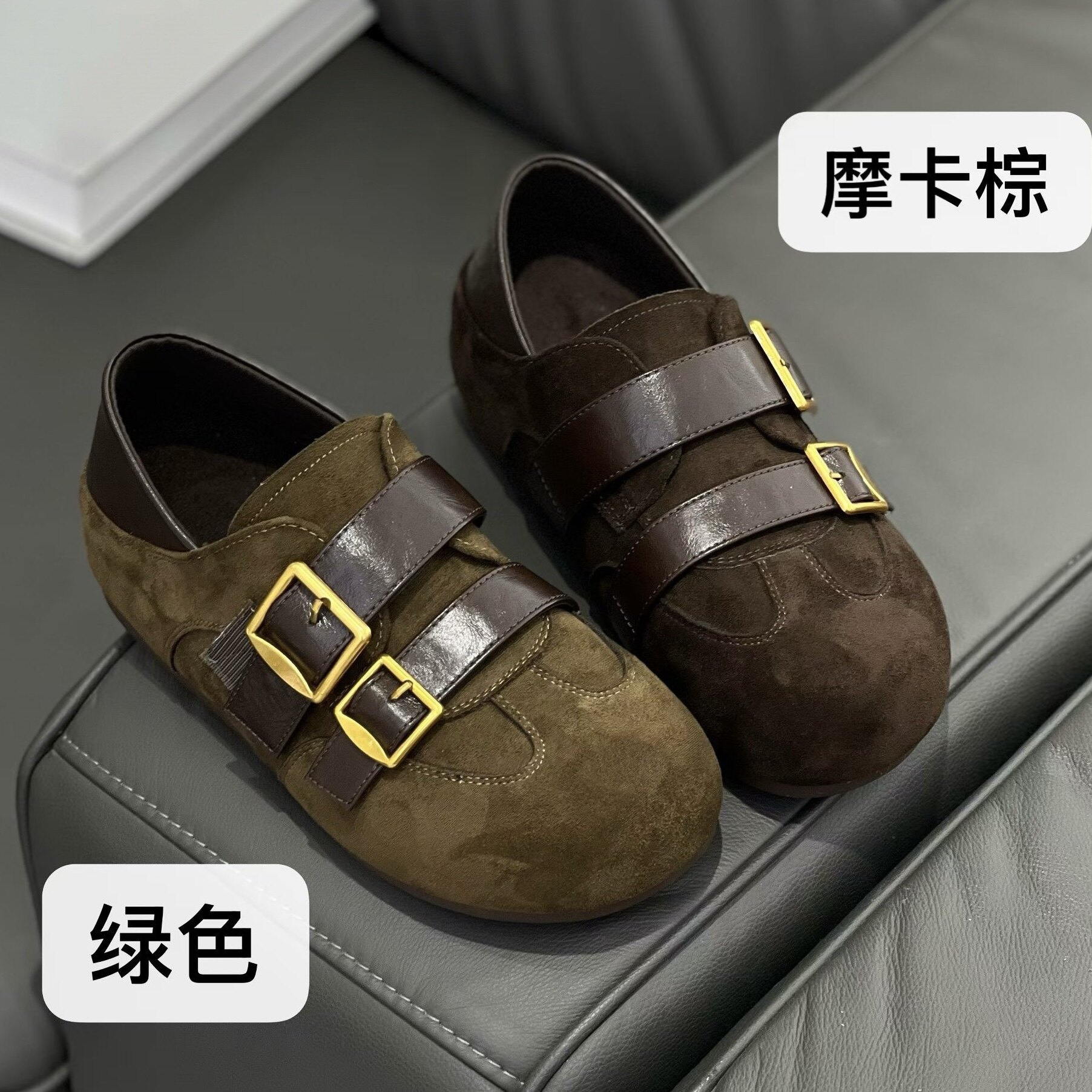真皮厚底勃肯鞋女2026秋季新款百搭休闲豆豆鞋复古乐福鞋一脚蹬