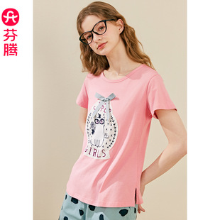 睡眠棉 短裤 女士睡衣短袖 卡通甜美全棉家居服 套装 休闲大码