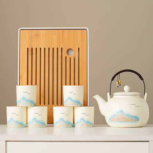 浮雕江山提梁壶功夫茶具套装