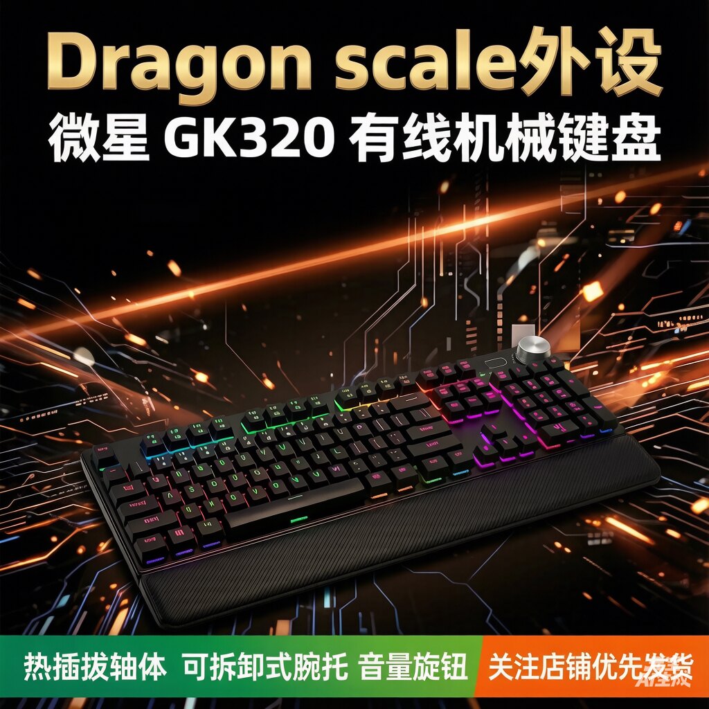 MSI/微星FORGE GK320游戏机械有线键盘全键无冲热插拔轴体RGB灯带