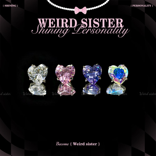 超仙爱心5a锆石耳钉F136钛合金甜美爆闪耳骨钉女防过敏养耳洞