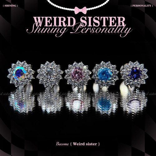 WEIRD SISTER镶钻太阳花0.9牙内螺纹耳钉防过敏
