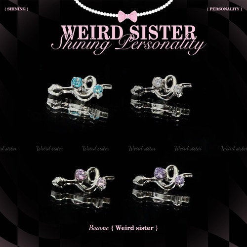 WEIRD SISTER爆闪双钻小蛇F136钛合金内螺纹耳钉耳骨钉防过敏免摘