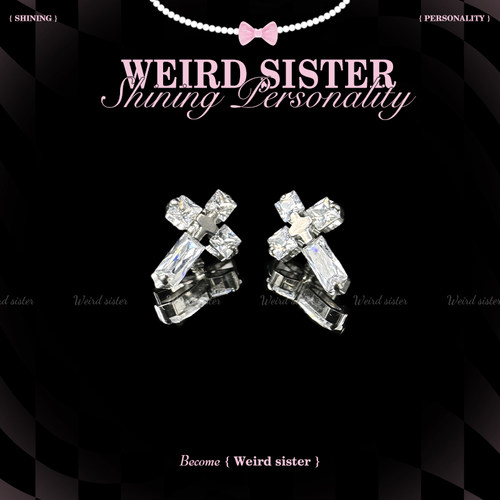 F136钛合金爆闪镶钻十字架耳钉耳骨钉唇钉鼻钉饰品防过敏