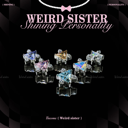 WEIRD SISTER三角星芒爆闪钛合金耳钉精致耳骨钉耳饰防过敏免摘