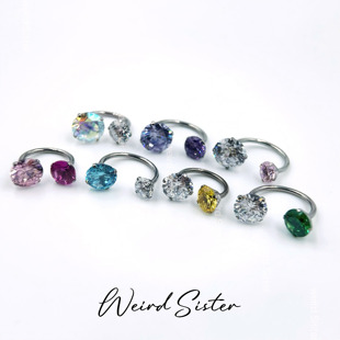 F136钛合金多色超闪马蹄环耳蜗钉耳骨钉16G双钻耳钉穿刺饰品