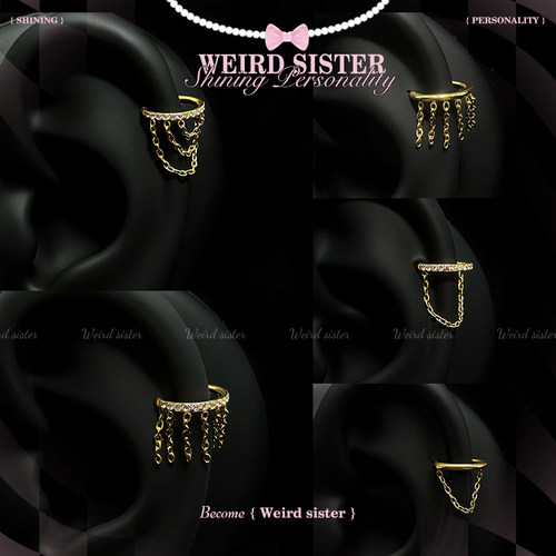 WEIRD SISTER镀金镶钻耳链精致轻奢钛合金耳骨链小众耳饰防过敏