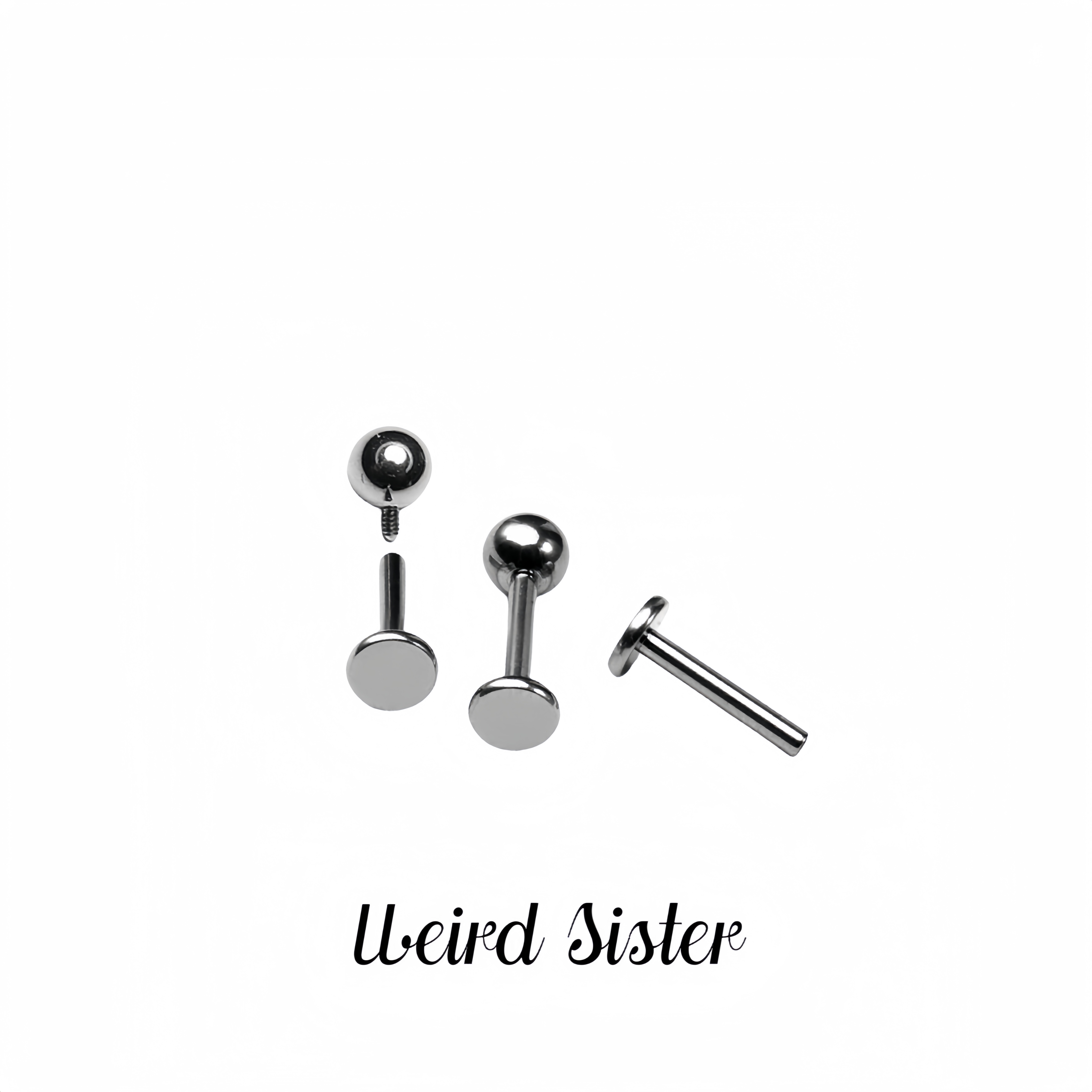 植入级钛合金基础耳骨钉内螺旋拧球1.0mm1.2mm防过敏睡觉不用摘