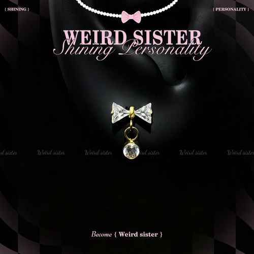 WEIRD SISTE镀金蝴蝶结小提溜0.9牙耳钉内螺纹耳骨钉免摘防过敏